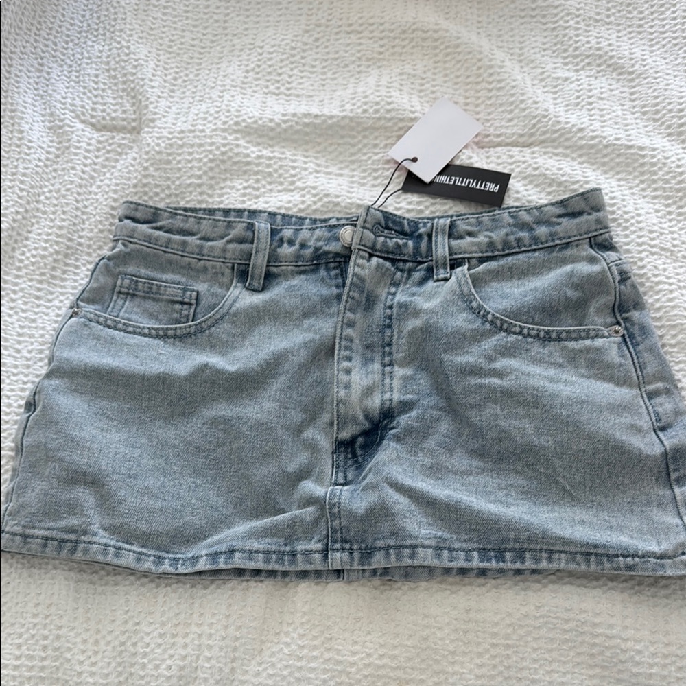 Light Blue Denim Mini Skirt Petite Pretty Little Thing